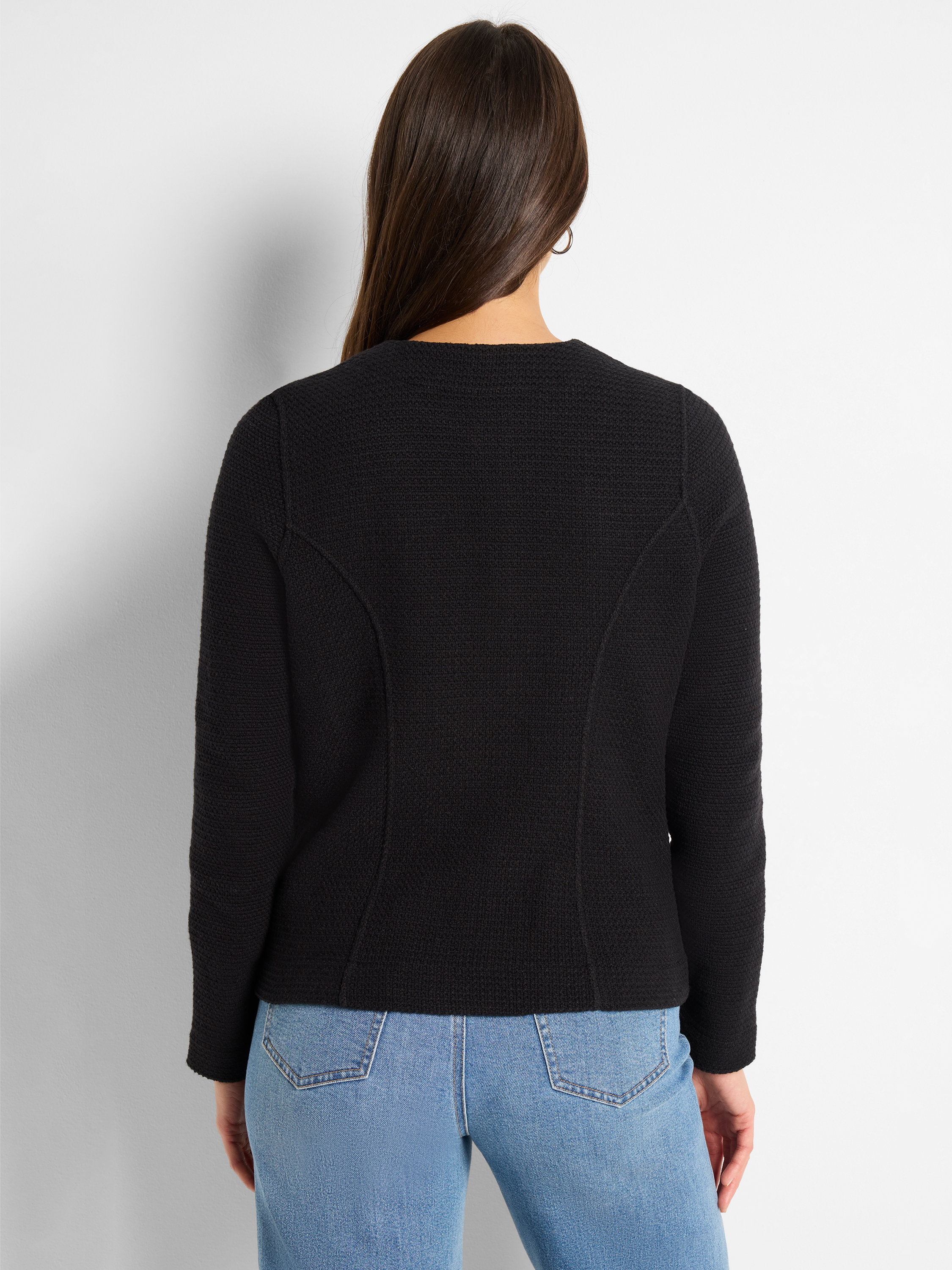 【Sobaq】OD Nagrang Mix Knit Zip-Up Zip Front Mix Knit Jacket | NIC+ZOE